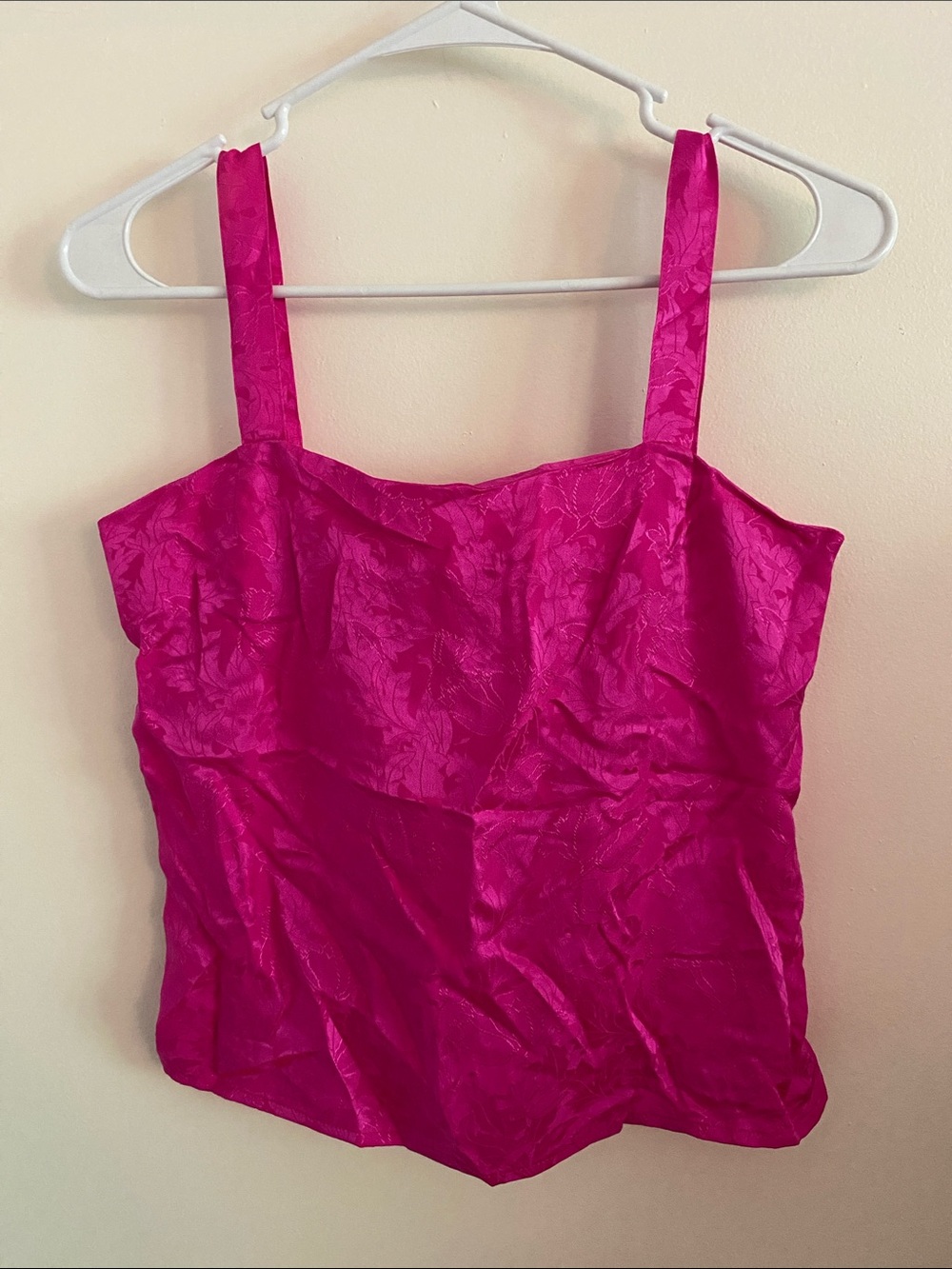 Fuchsia Floral Silk Camisole Tank Top